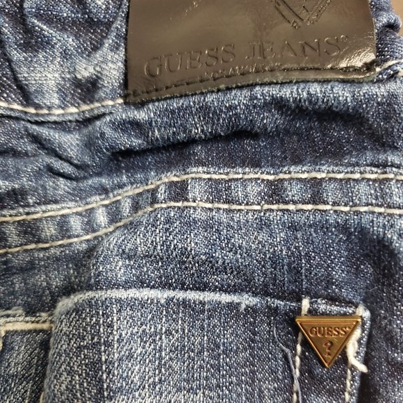 Guess Denim Jeans Dark Blue Distressed Knees Adjustable Waist Size 18 Months - Picture 6 of 7